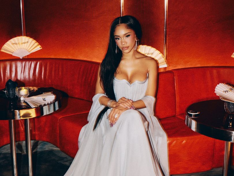 SAWEETIE IN GAURAV GUPTA EVENING WEAR FOR THE GOLD HOUSE X F1 EVENT IN SINGAPORE.