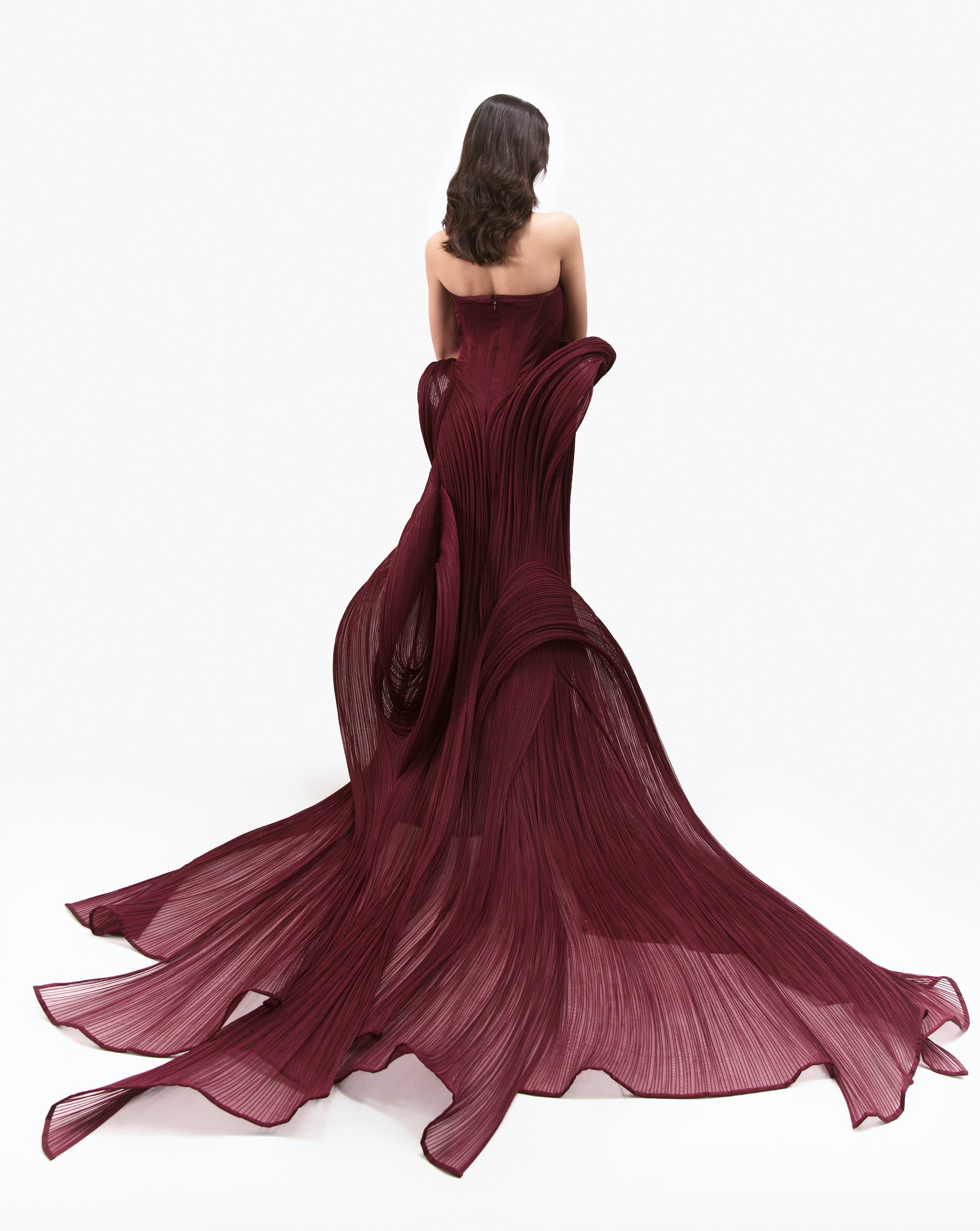 The Bordeaux Volute Corset Gown