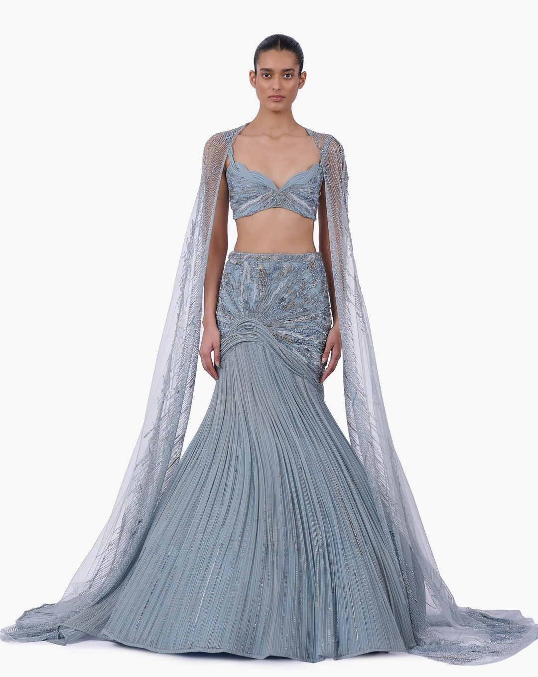 The Embellished Lehenga with Sheer Cape