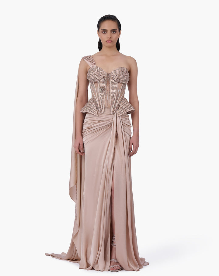 Woven Bodice Crystal Skirt