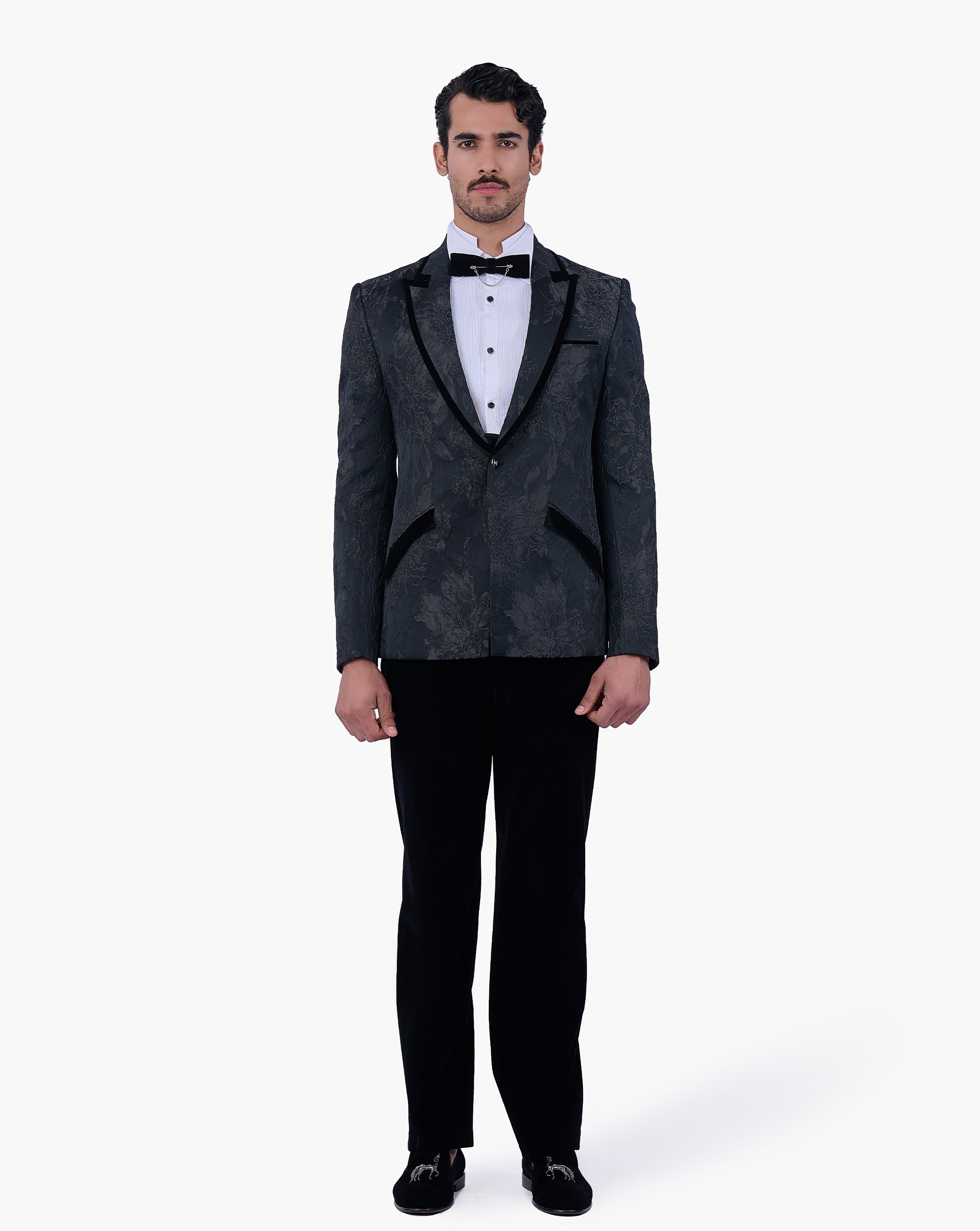 Floral Textured Brocade Tuxedo