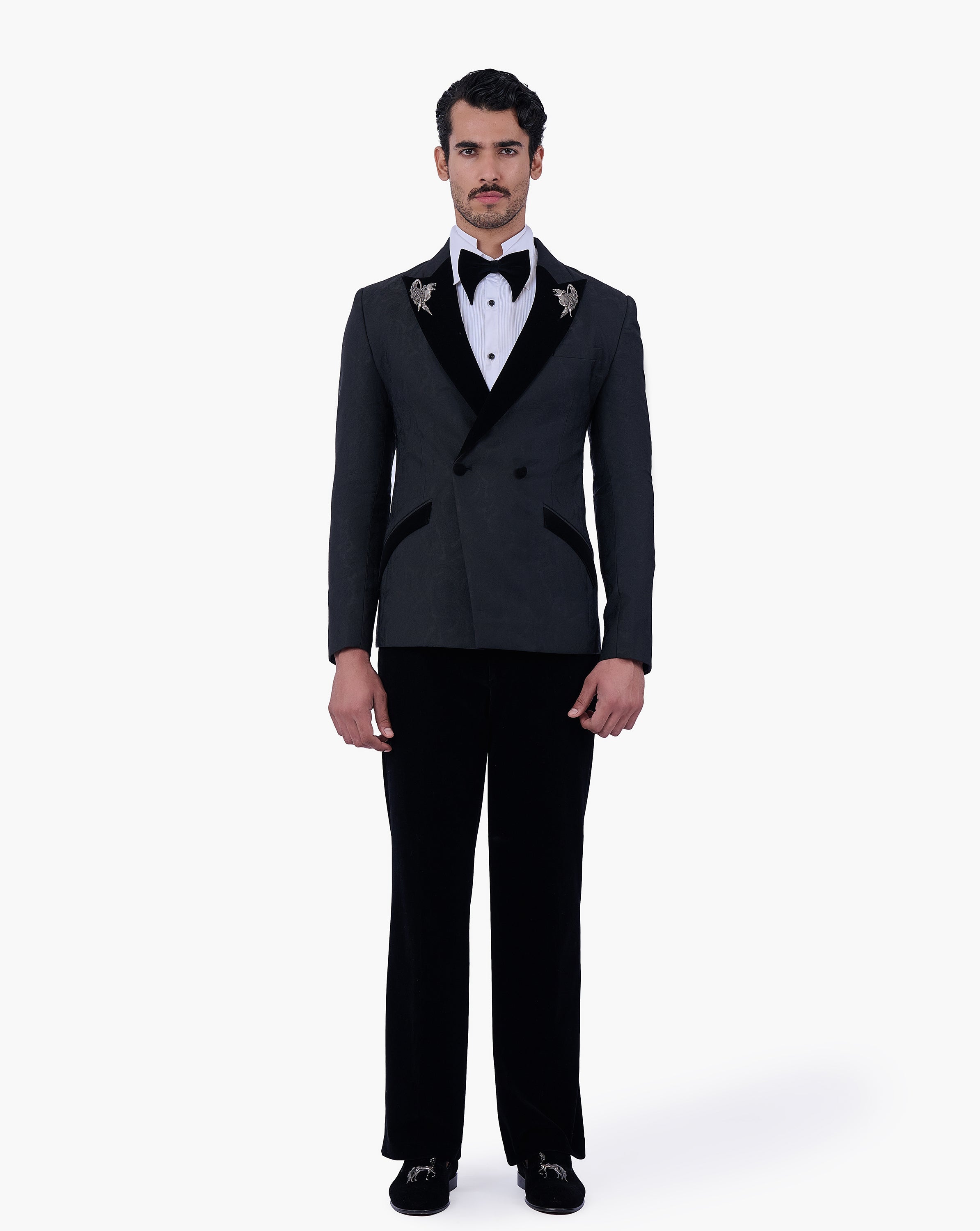 Tonal Paisley Double-Breasted Tuxedo
