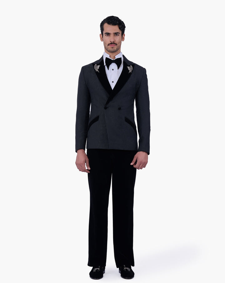 Tonal Paisley Double-Breasted Tuxedo