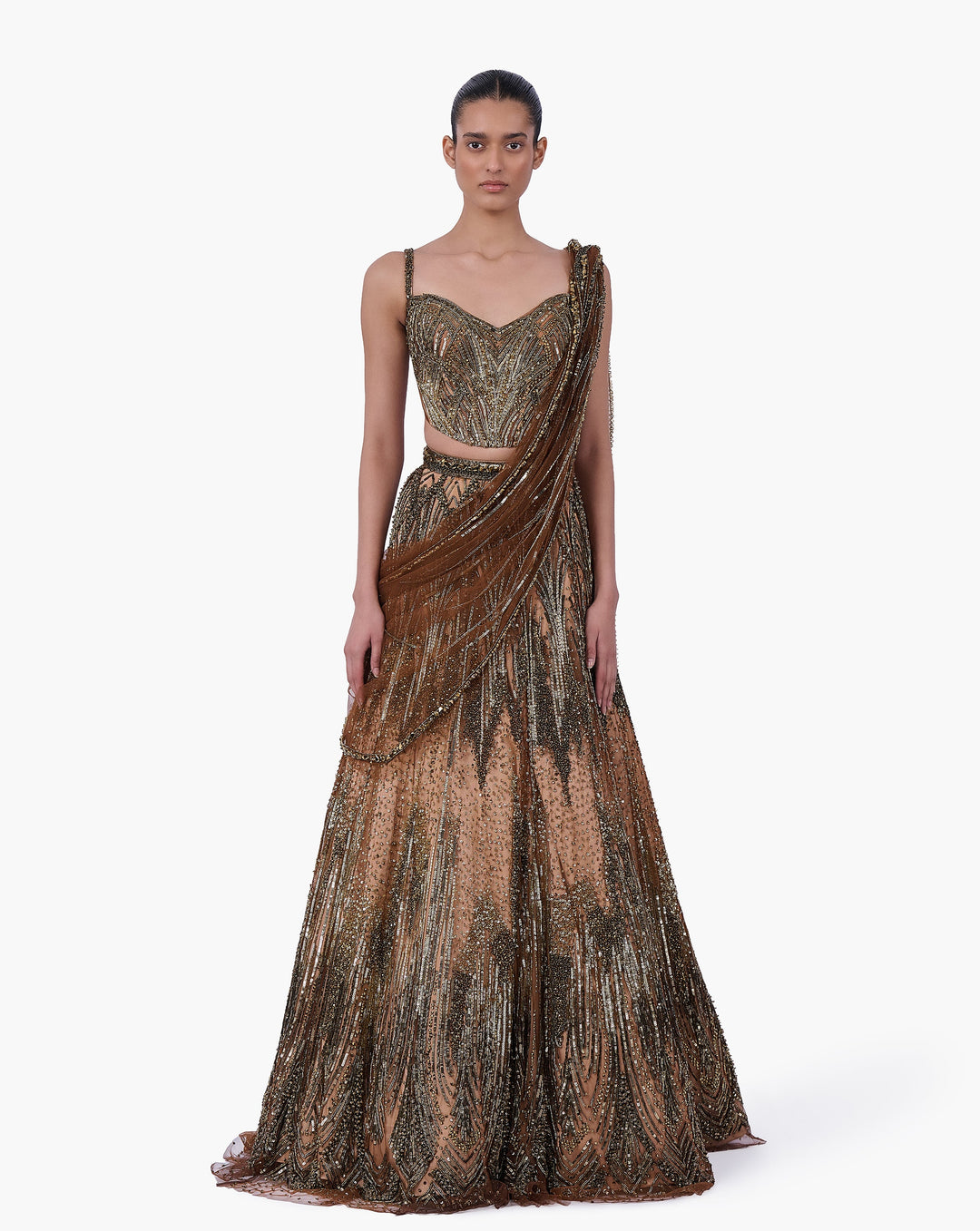 The Gilded Sovereign Saree Lehenga