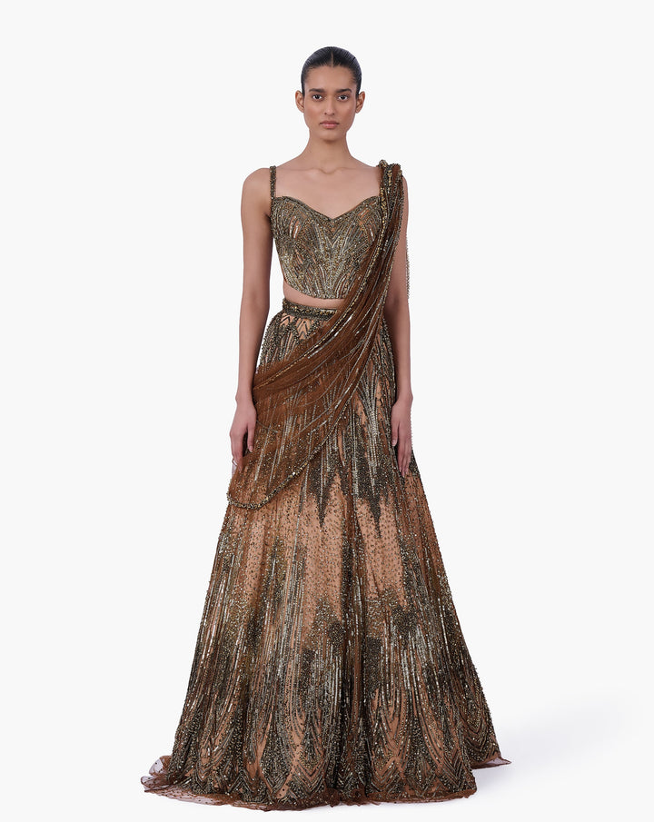 The Gilded Sovereign Saree Lehenga