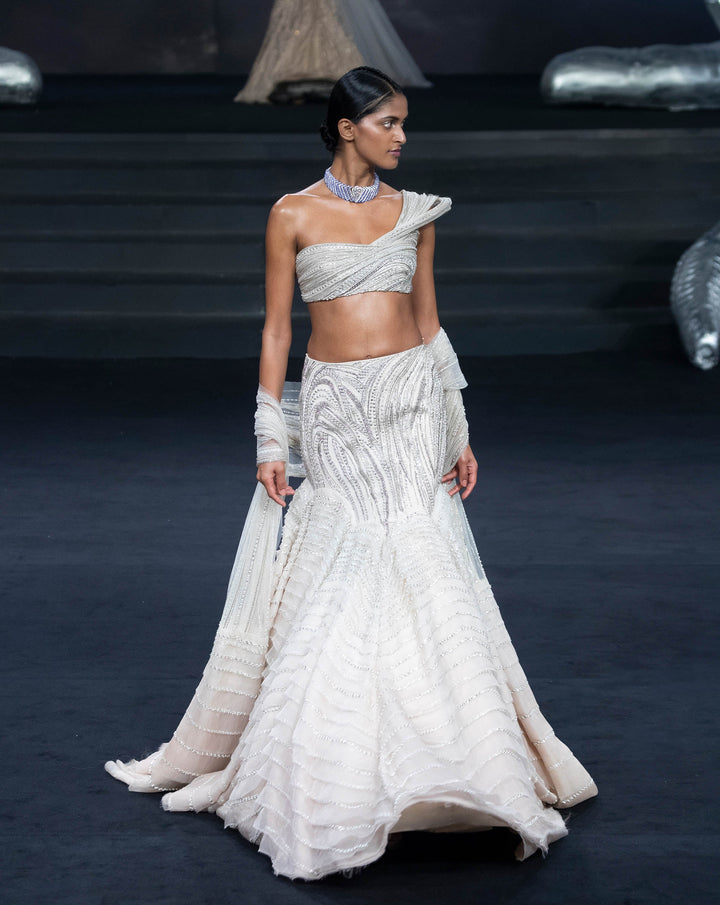 Organza Layered Zardozi Lehenga