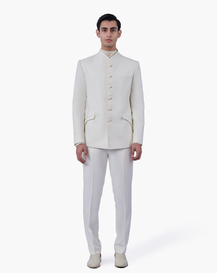 Ecru Stag Crest Bandhgala