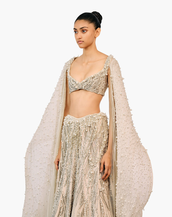 The Cygnus Cape Lehenga
