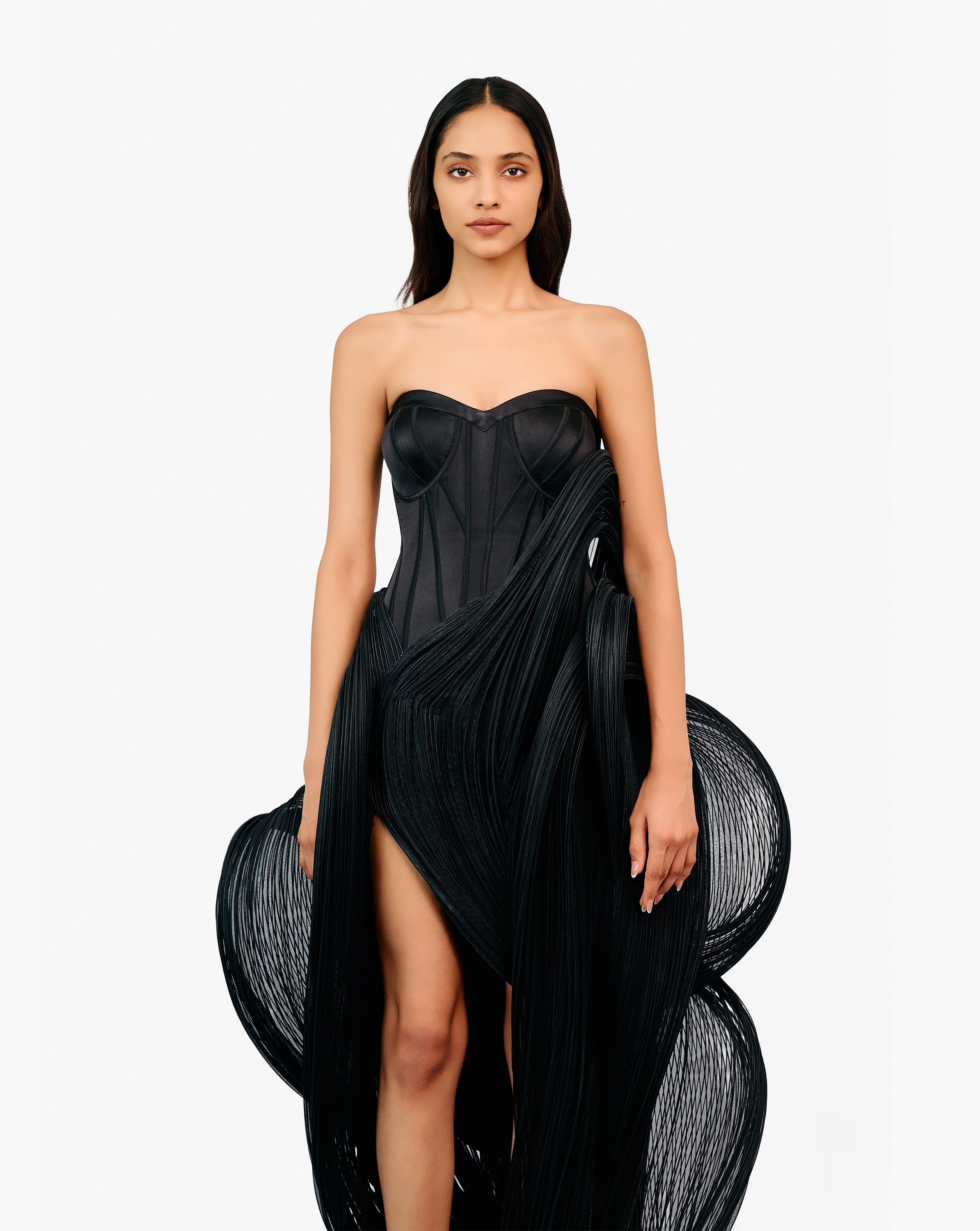 The Black Volute Corset Gown
