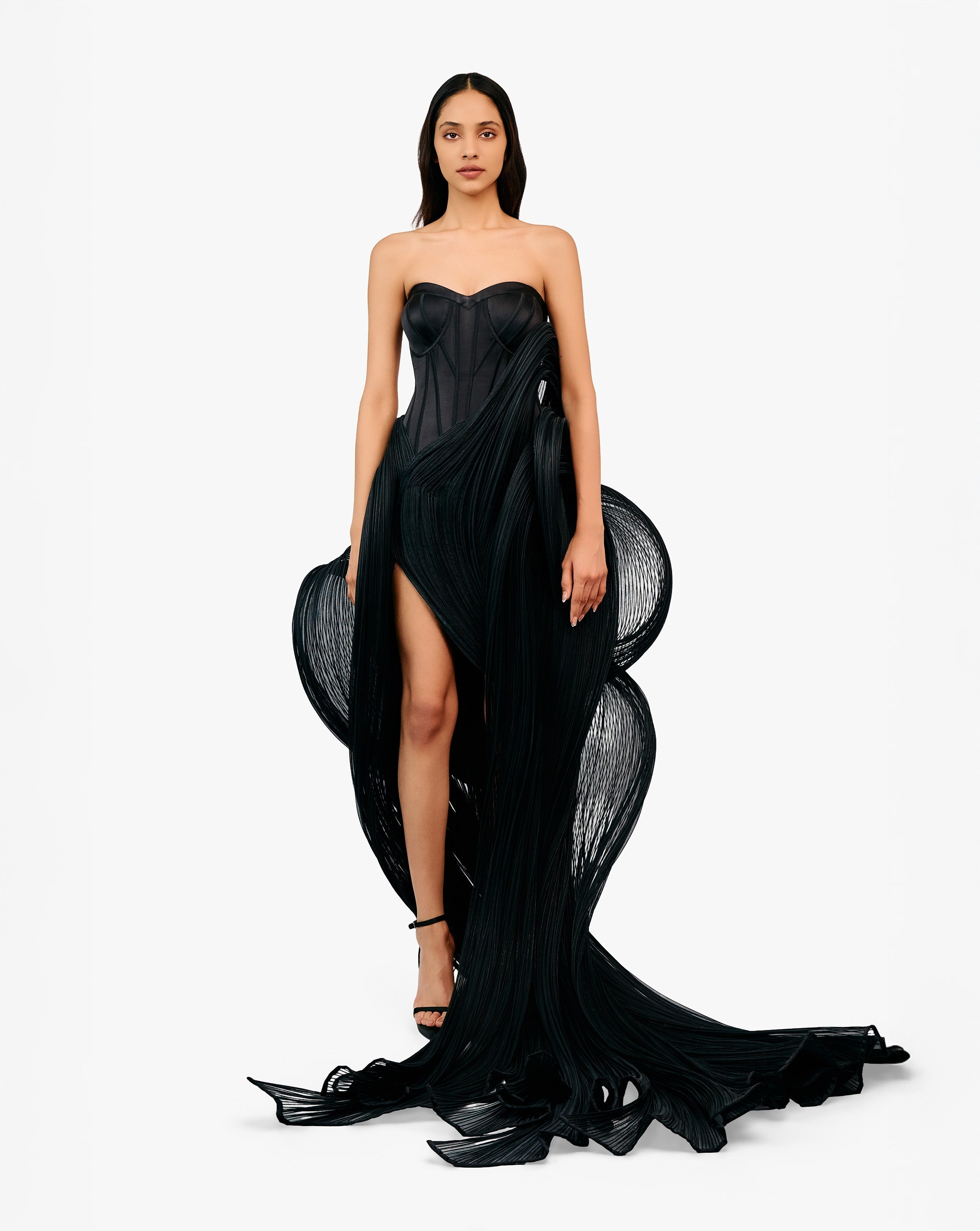 The Black Volute Corset Gown