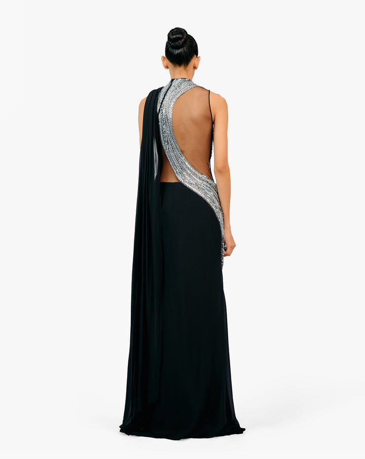 The Cosmic Refraction Saree Gown