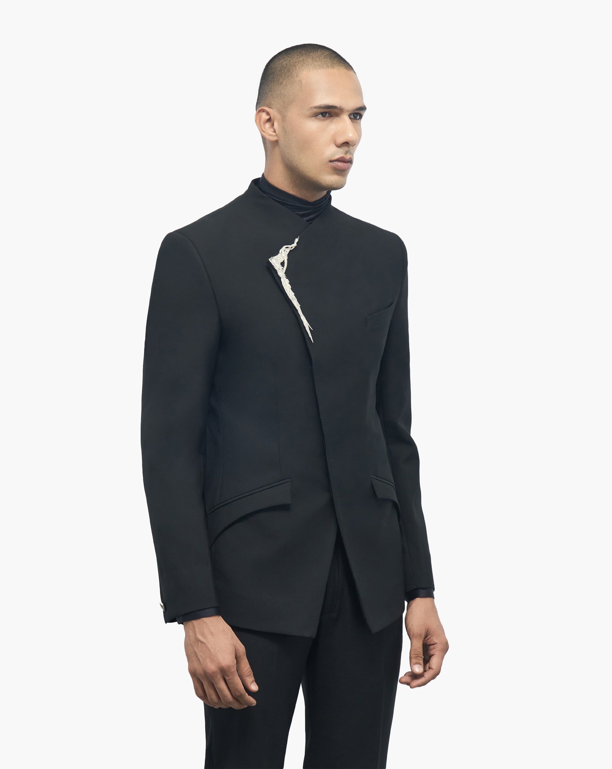 Metallic Brooch Bandhgala