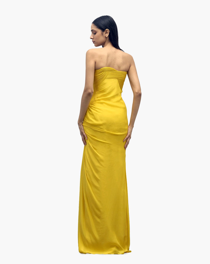 The Solaris Yellow Draped Gown