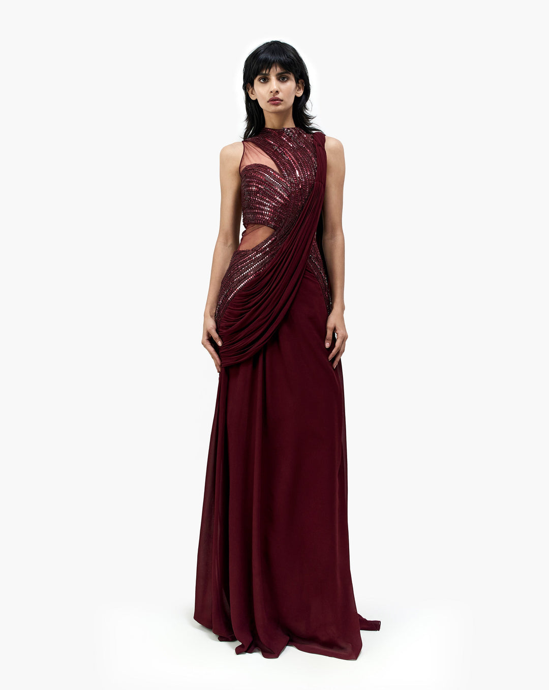 The Cosmic Refraction Saree Gown