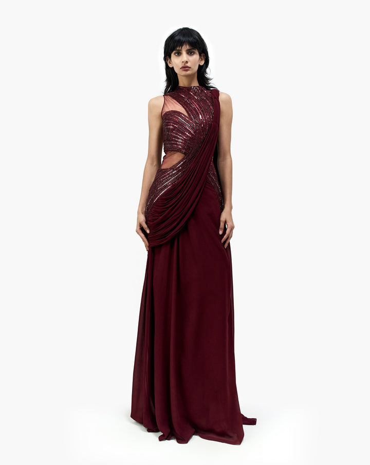 The Cosmic Refraction Saree Gown