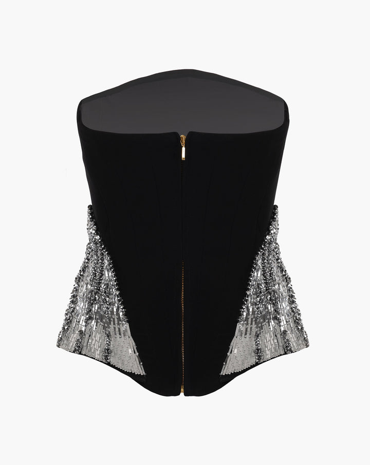The Black Corset Peplum Top