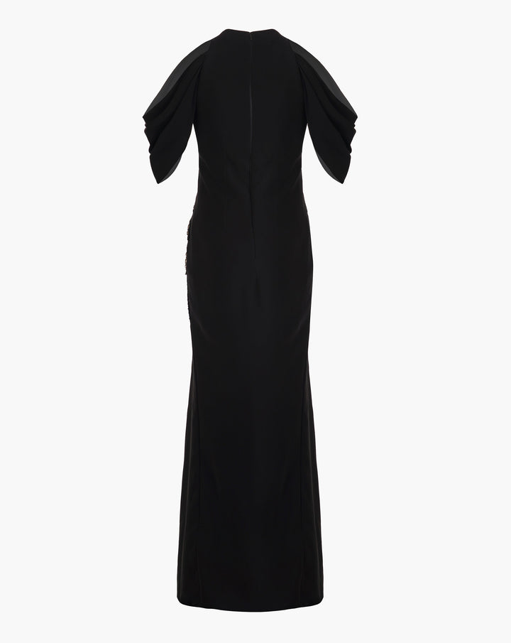 The Noir Halter Draped Gown