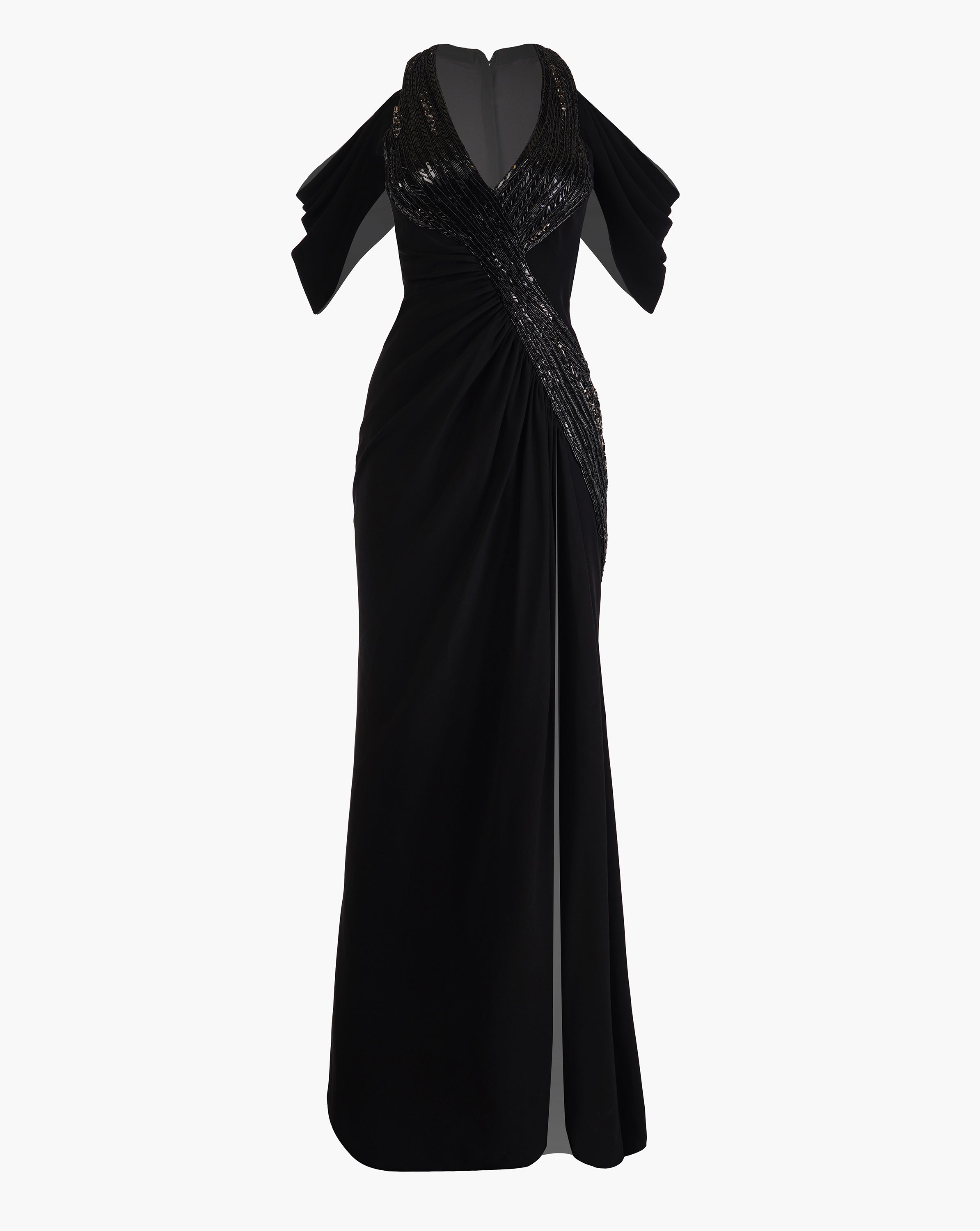 The Noir Halter Draped Gown