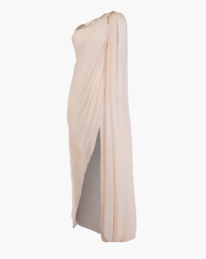 The Pearl White One-Shoulder Gown