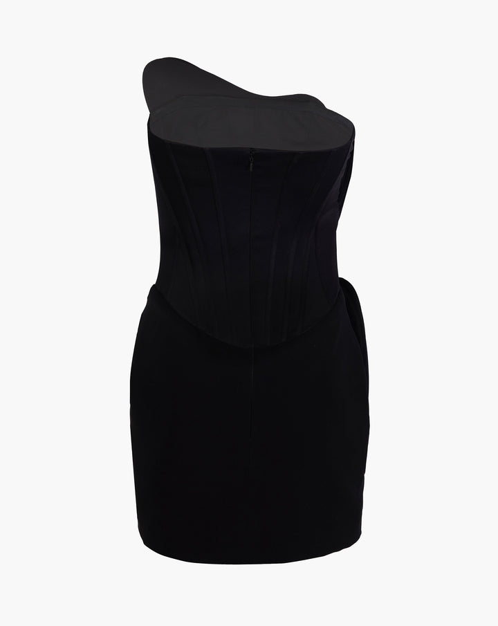 The Black Sculpted Mini Dress