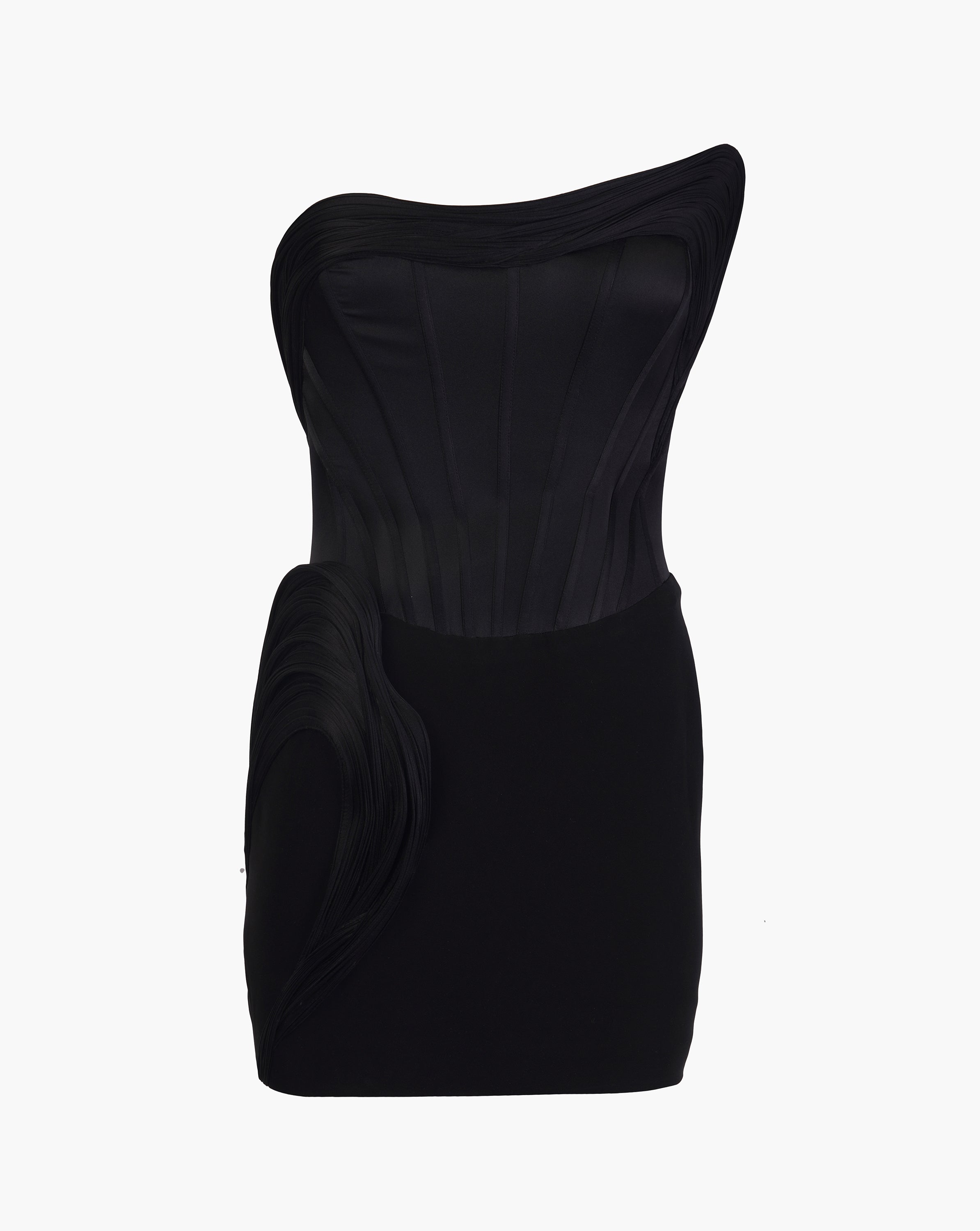 The Black Sculpted Mini Dress