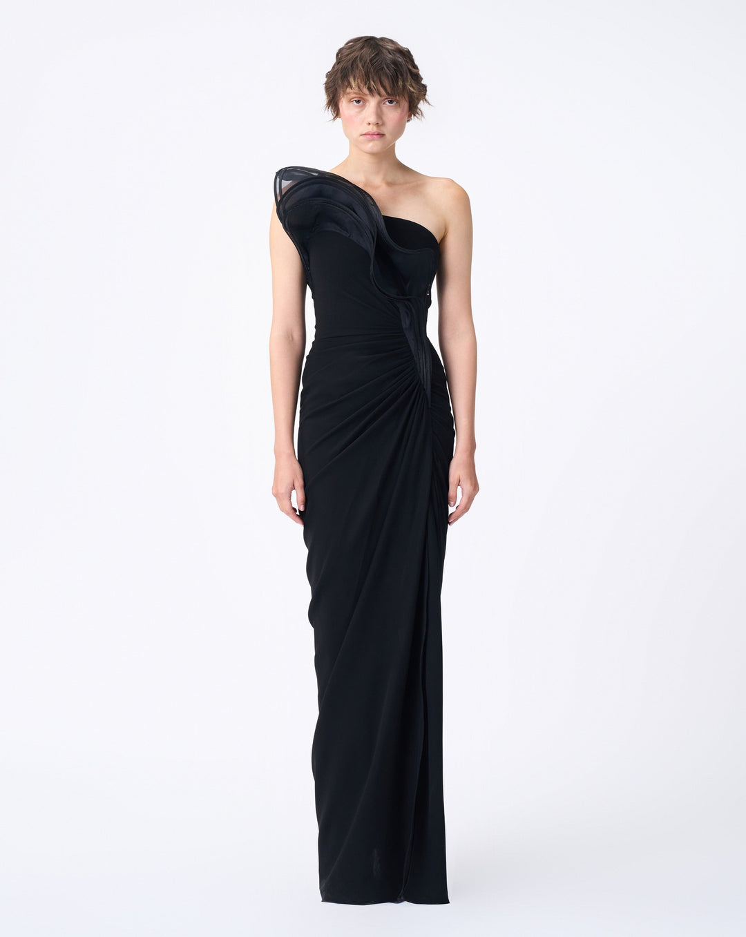 Draped Ruffle Gown
