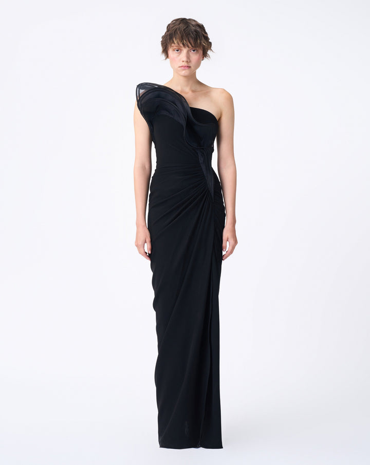 Draped Ruffle Gown