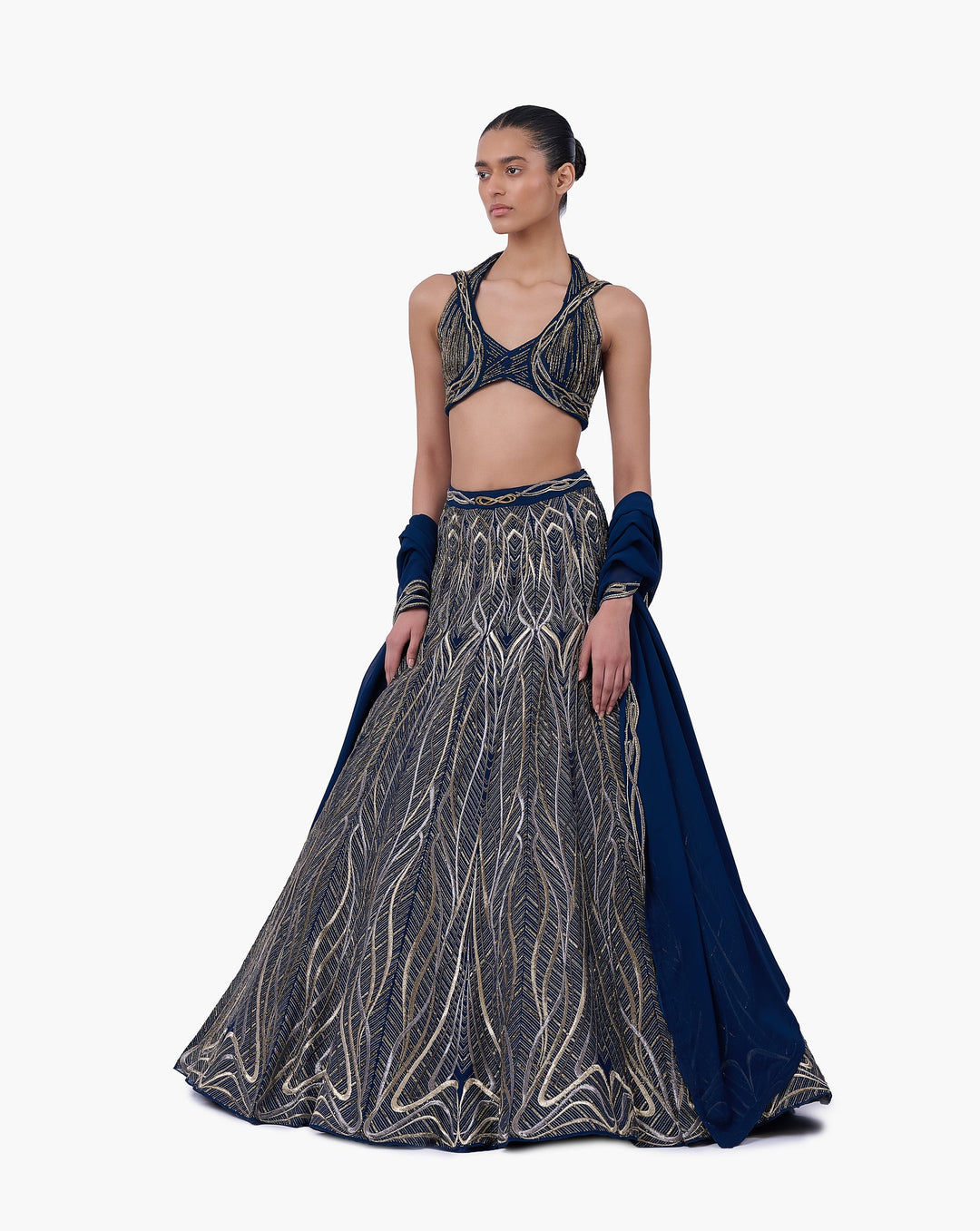 The Linear Embroidered Lehenga