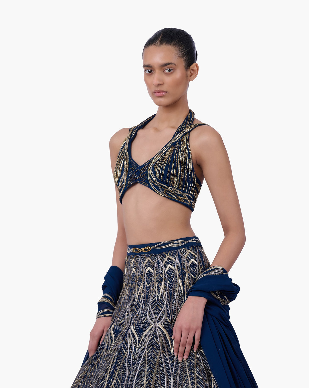 The Linear Embroidered Lehenga