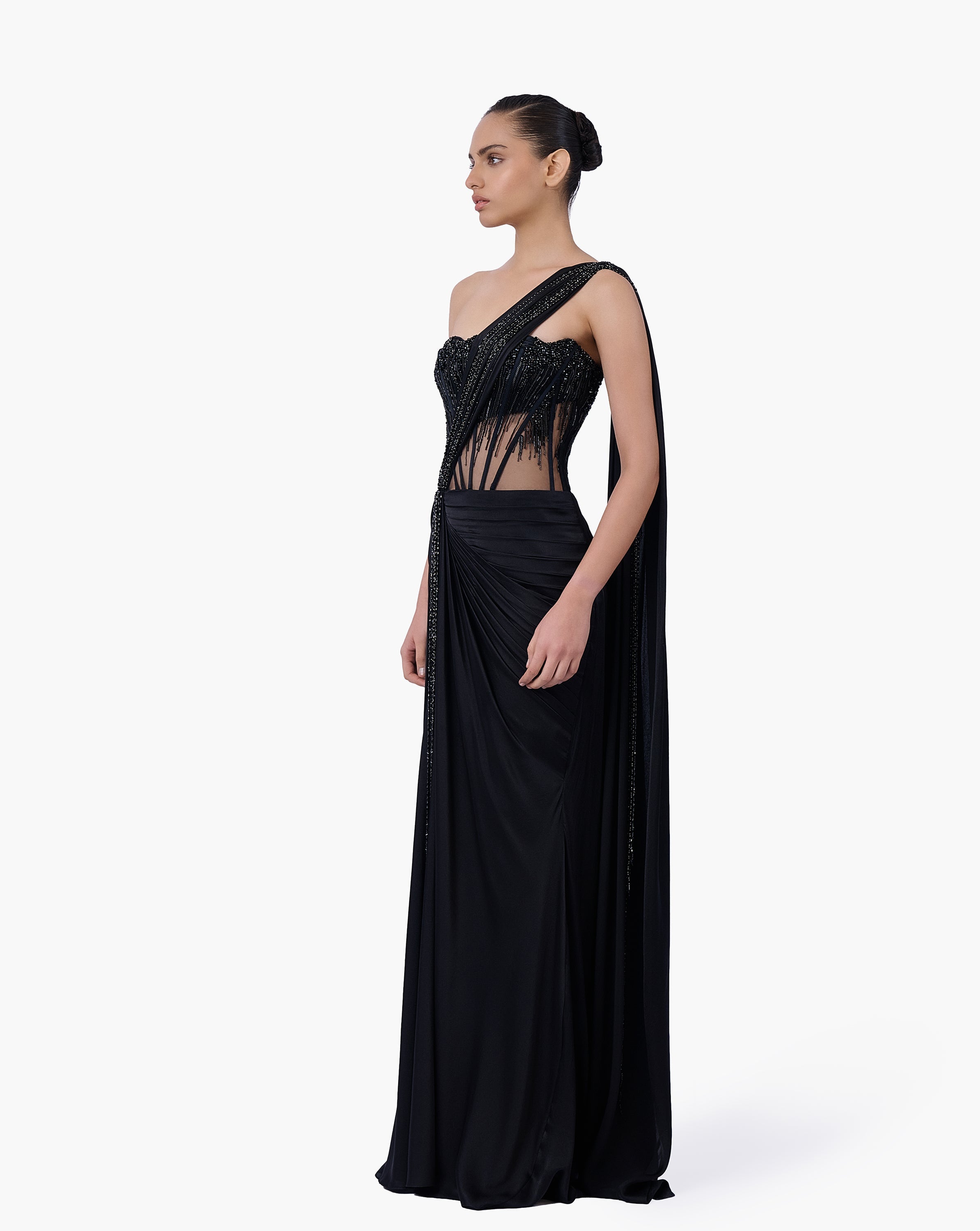 The Noir Embellished Saree Gown