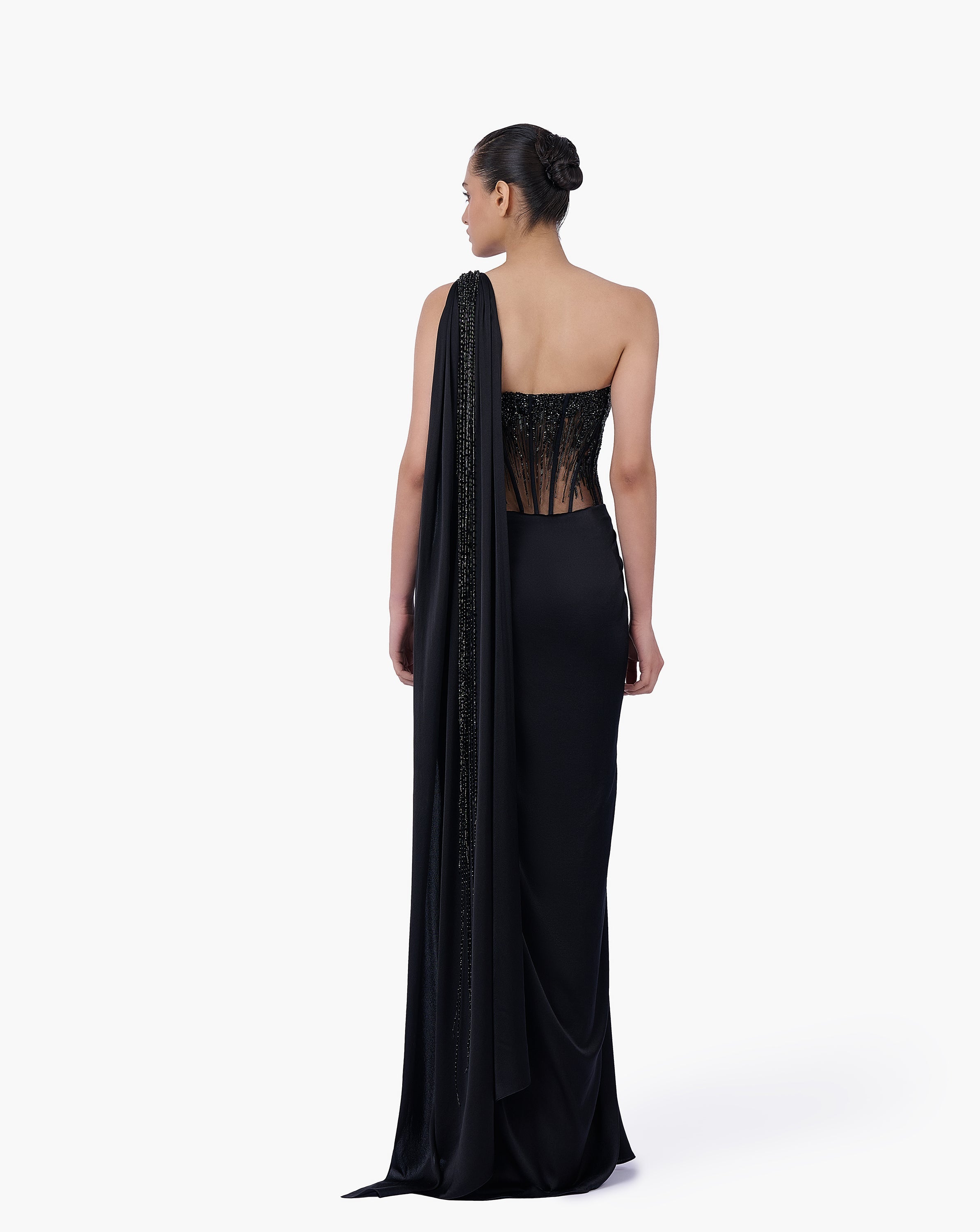 The Noir Embellished Saree Gown
