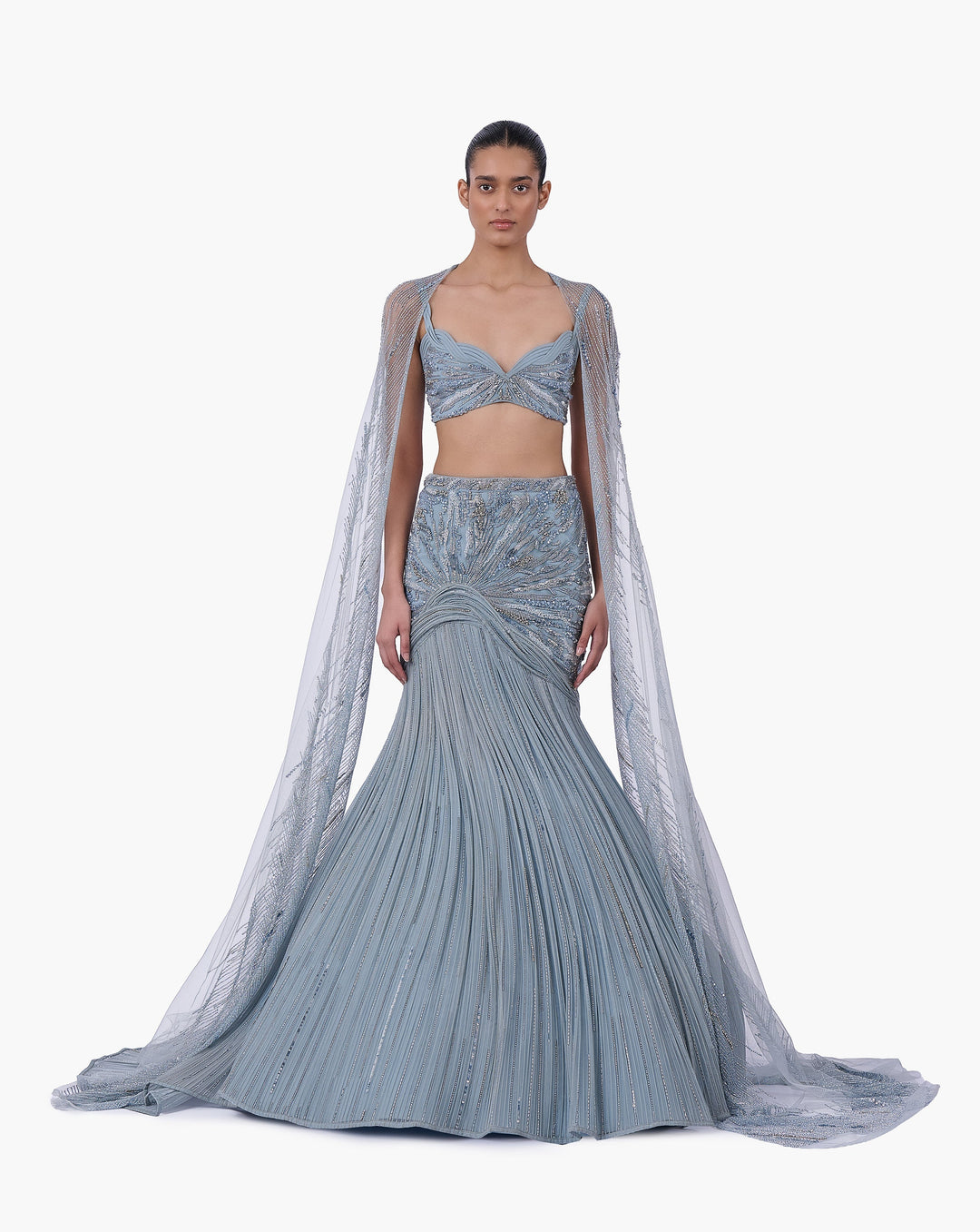 The Embellished Lehenga with Sheer Cape