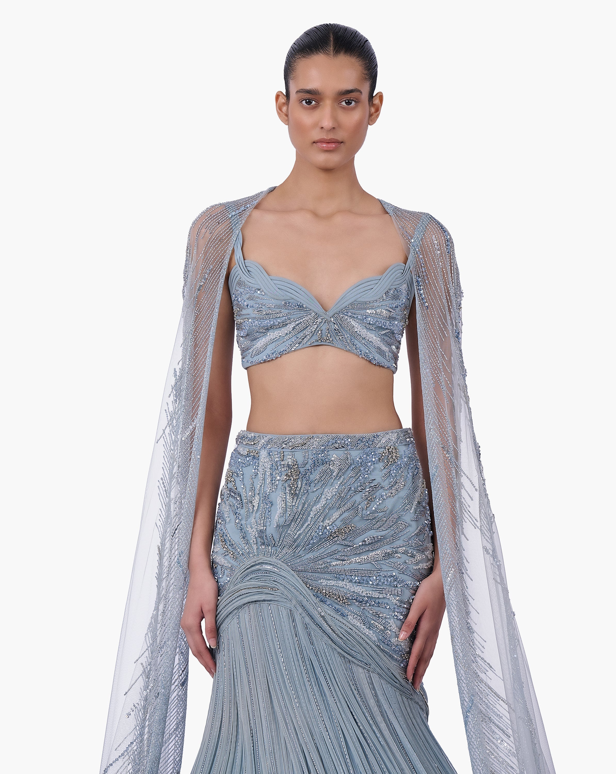 The Embellished Lehenga with Sheer Cape