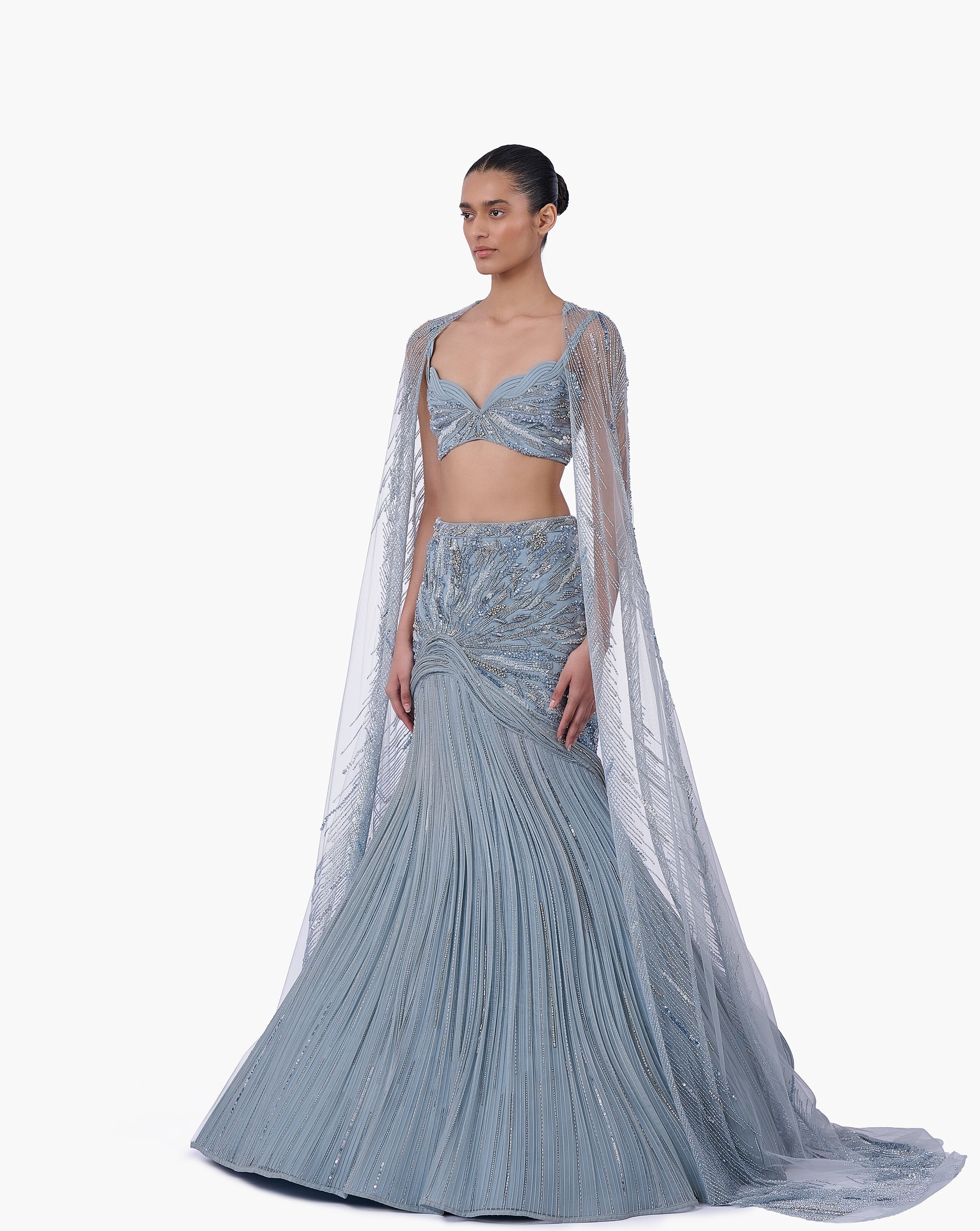 The Embellished Lehenga with Sheer Cape