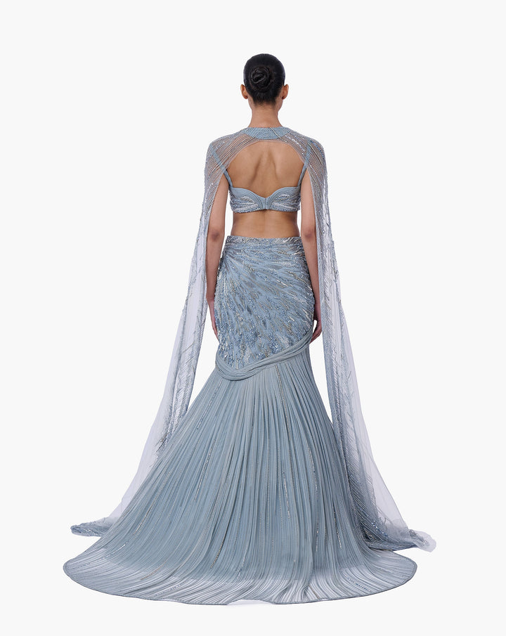 The Embellished Lehenga with Sheer Cape