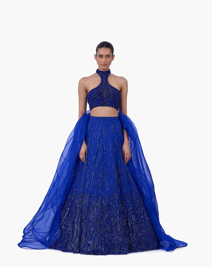 The Draped Panel Halter Lehenga