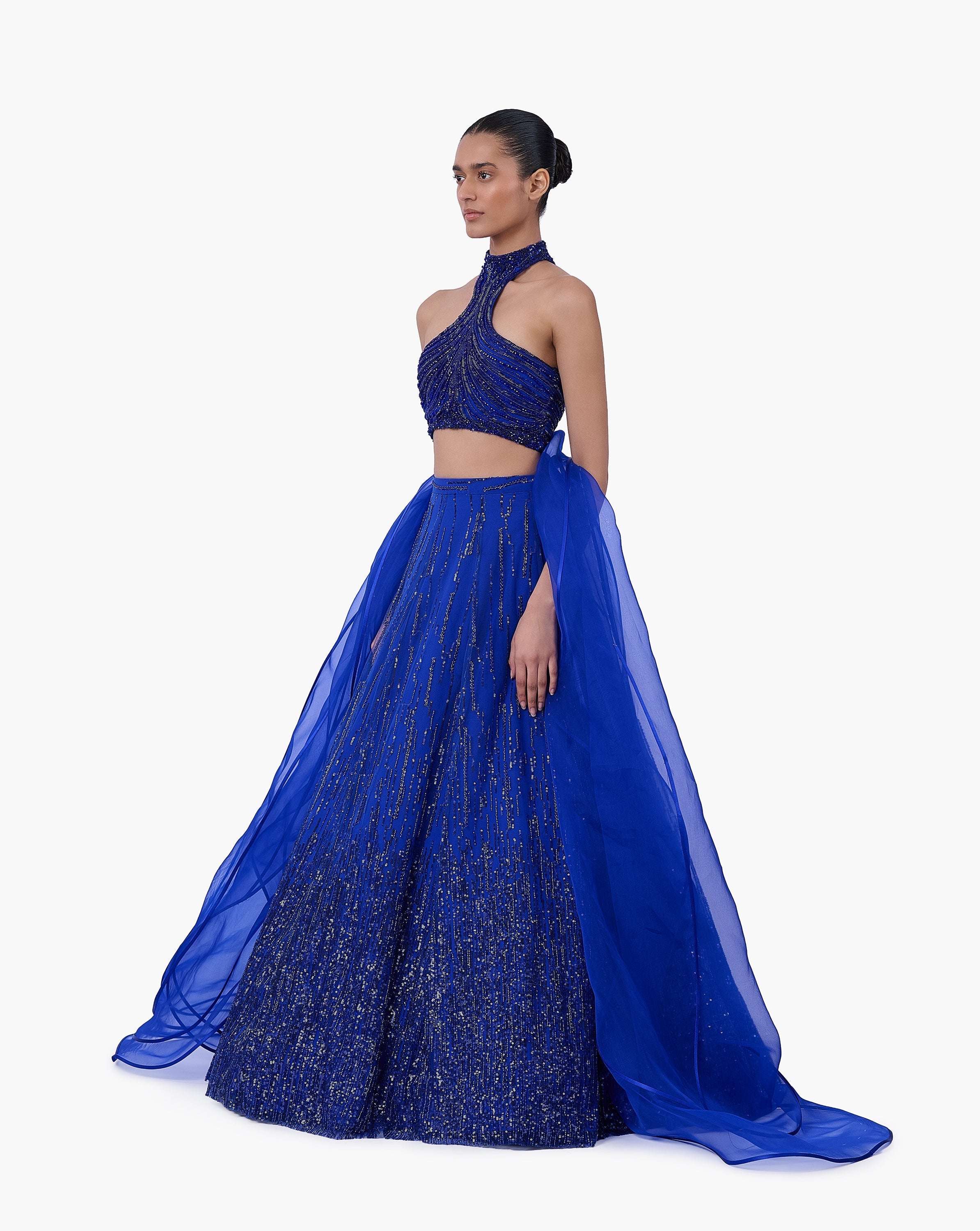 The Draped Panel Halter Lehenga