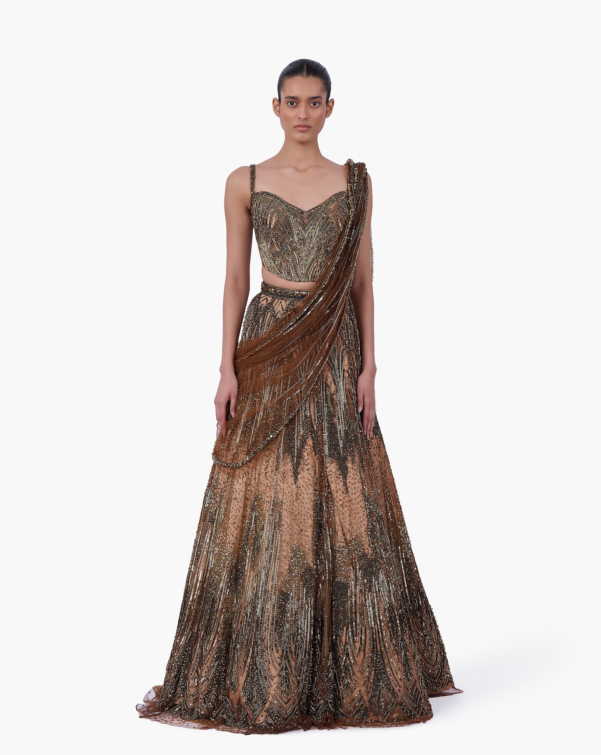 The Gilded Sovereign Saree Lehenga