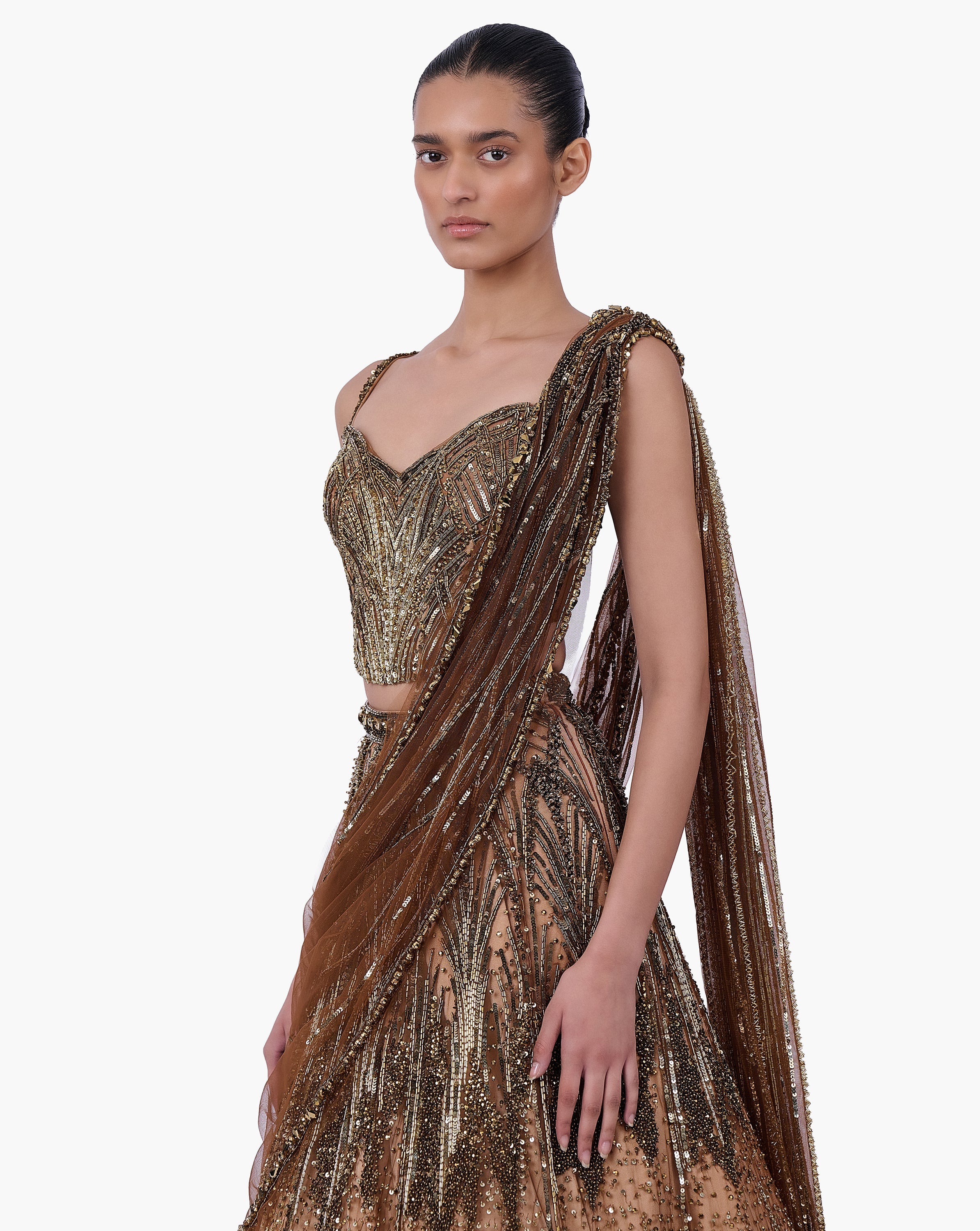 The Gilded Sovereign Saree Lehenga