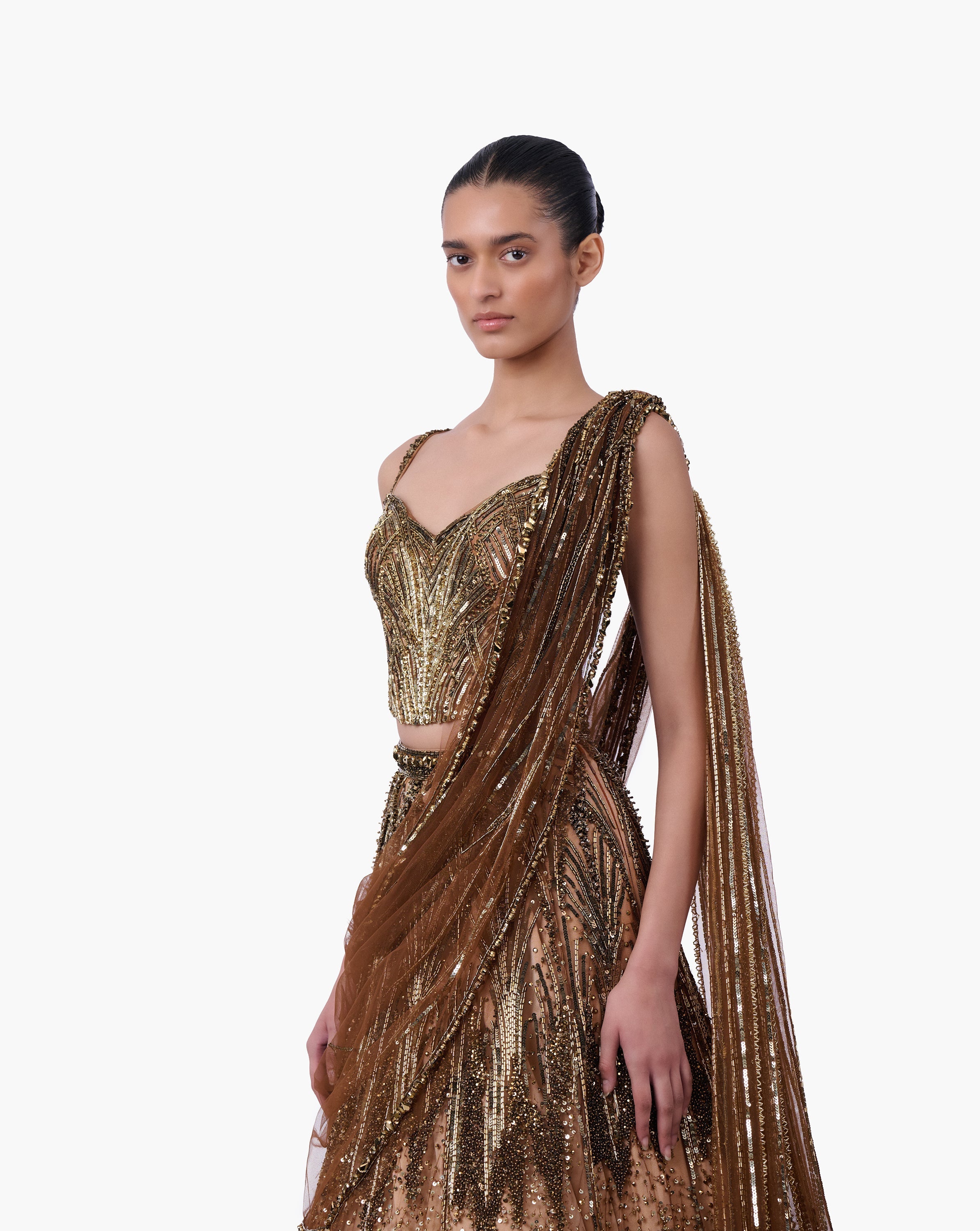 The Gilded Sovereign Saree Lehenga