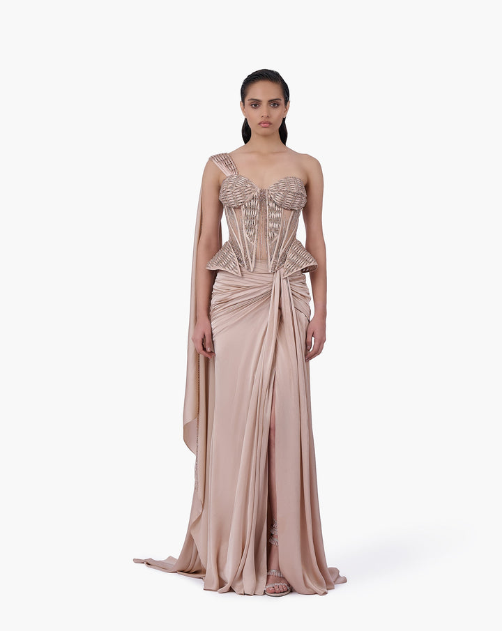 Woven Bodice Crystal Skirt