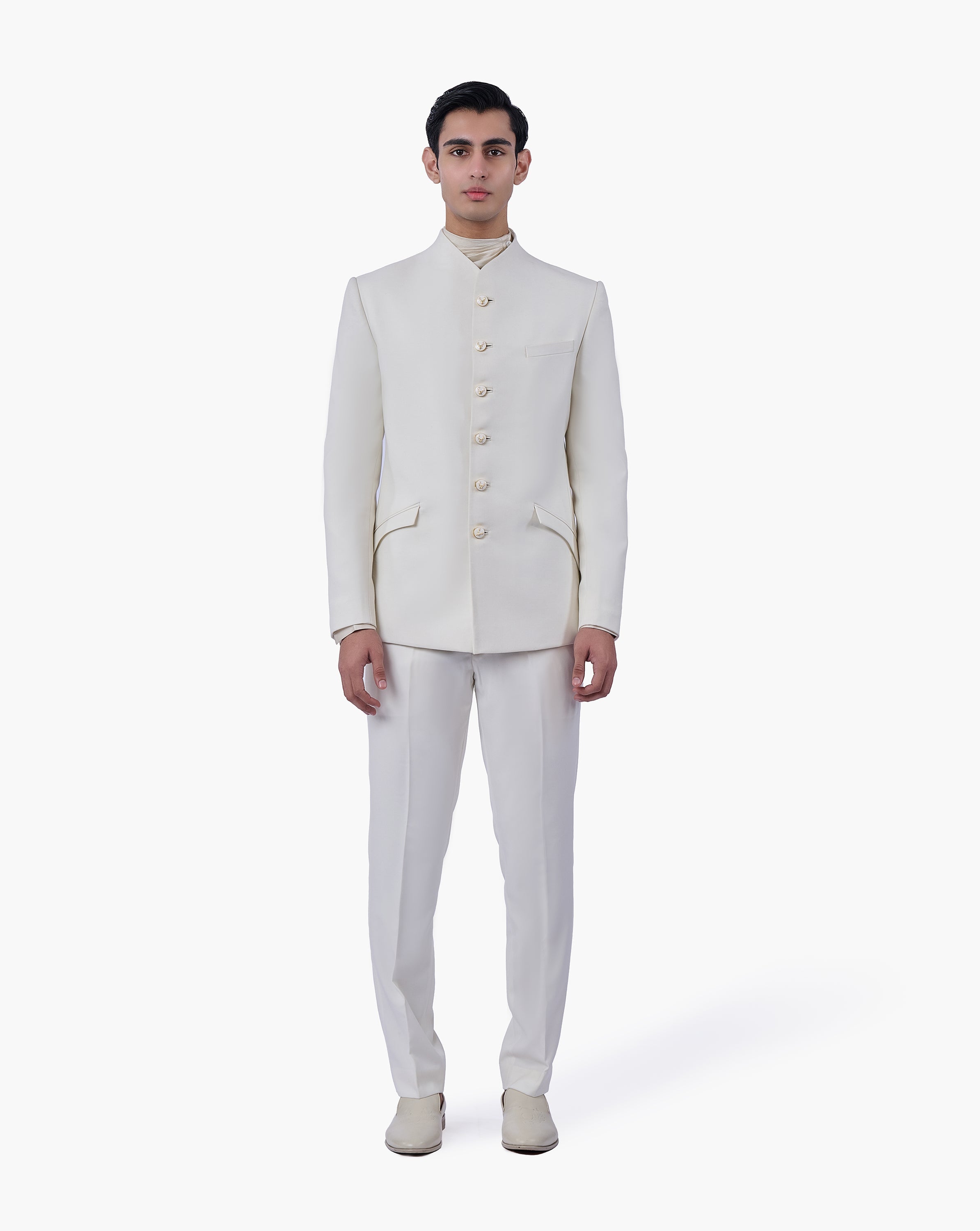 Ecru Stag Crest Bandhgala