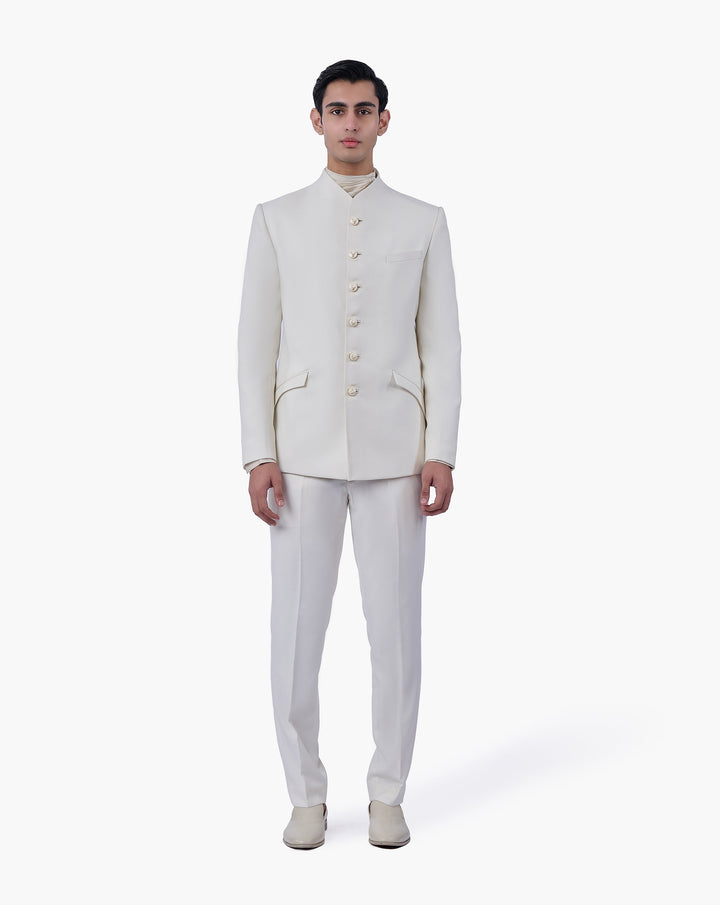 Ecru Stag Crest Bandhgala