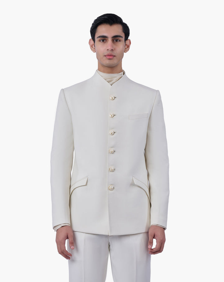 Ecru Stag Crest Bandhgala