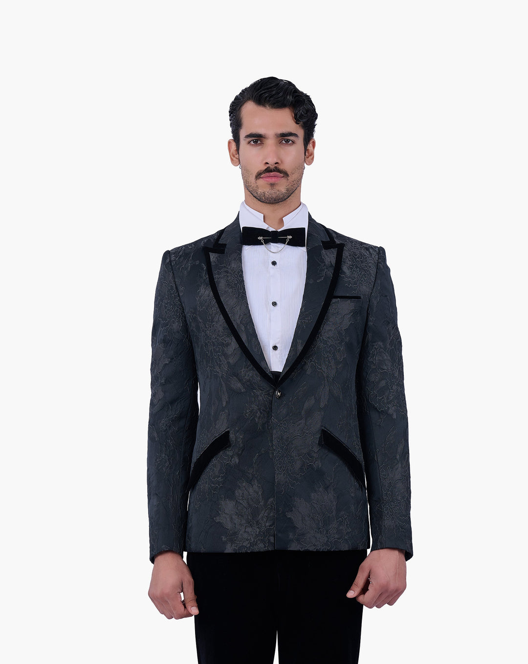 Floral Textured Brocade Tuxedo