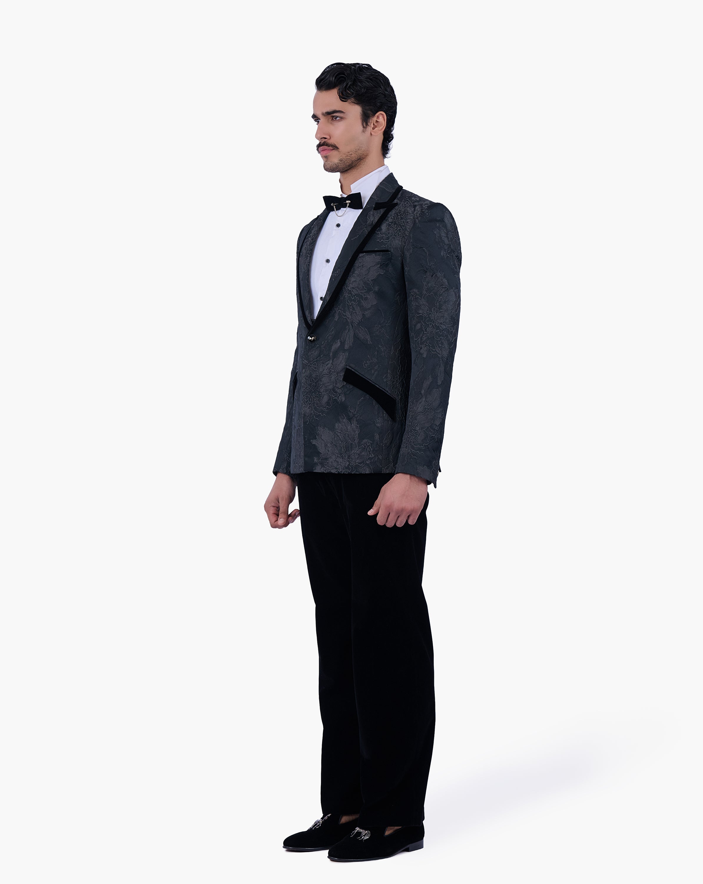 Floral Textured Brocade Tuxedo