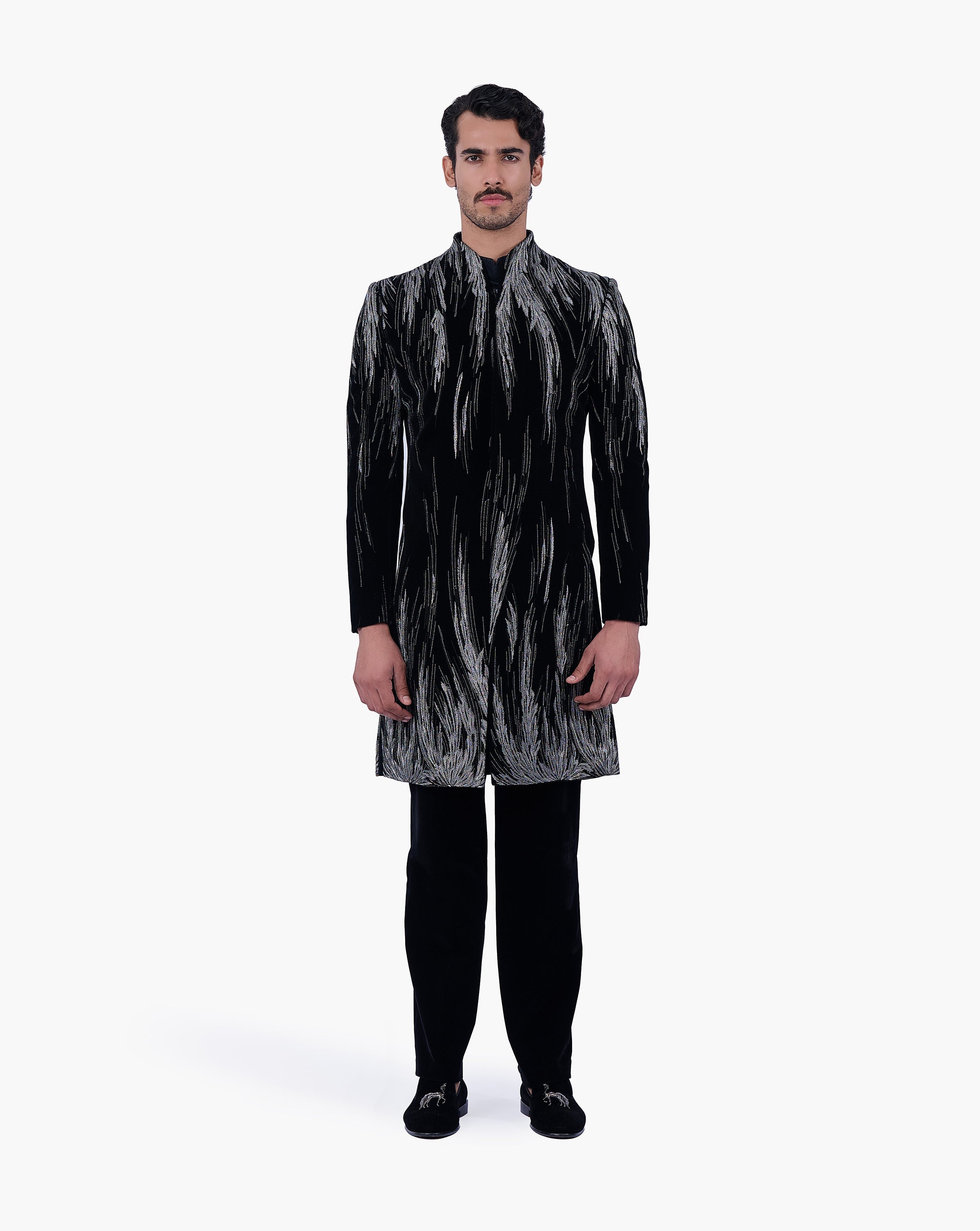 Black Velvet Celestial Wing Sherwani