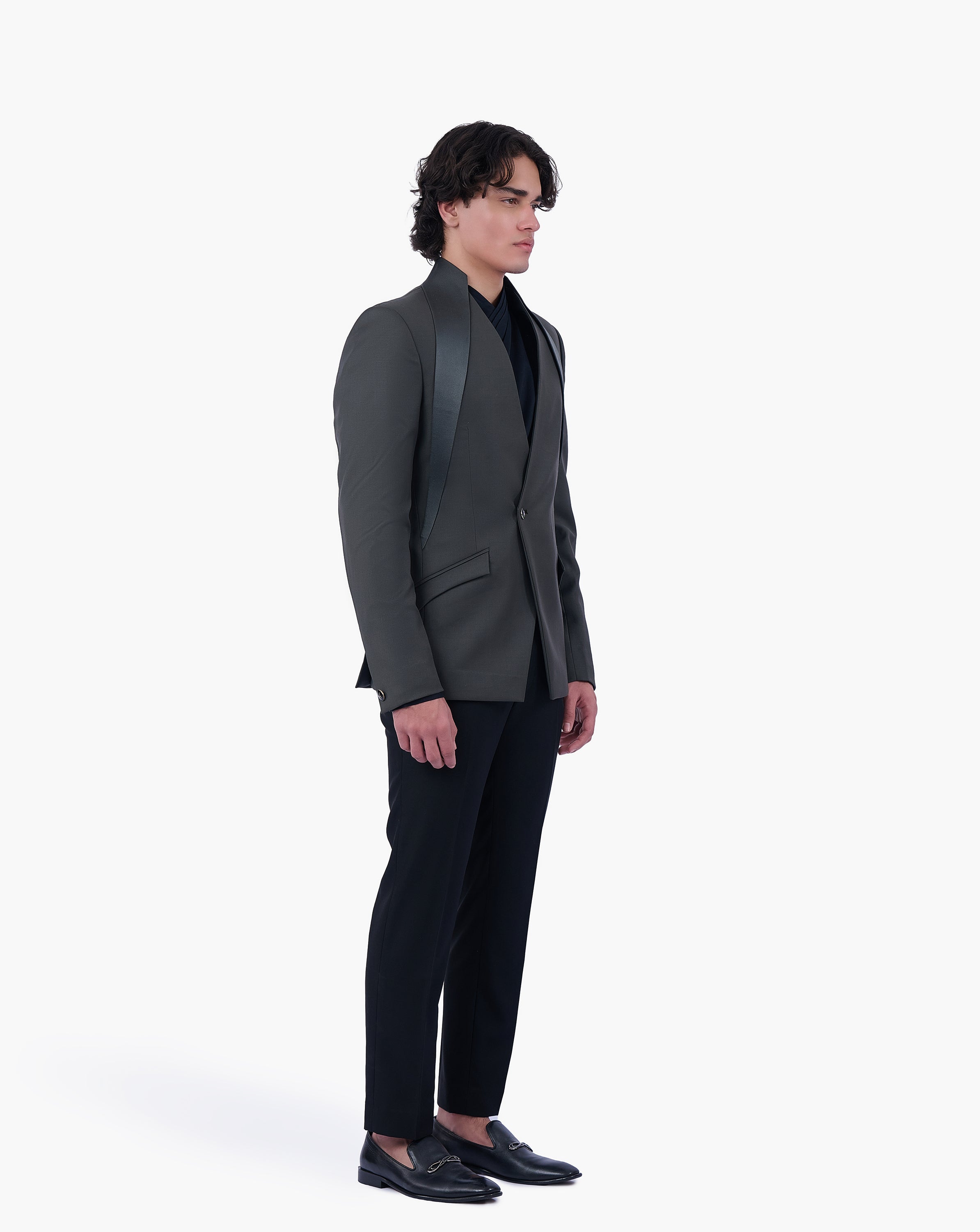 Celestial Night Green Bandhgala