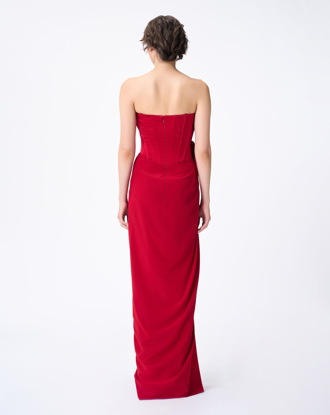 Rubescent Red Sculpted Corseted Gown