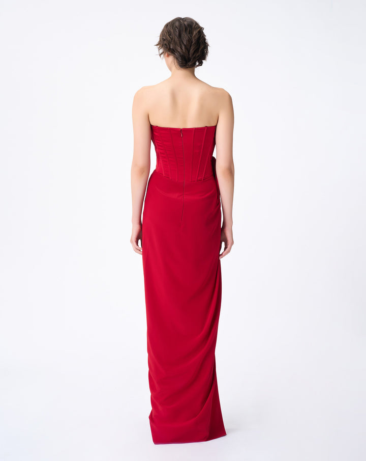 Rubescent Red Sculpted Corseted Gown
